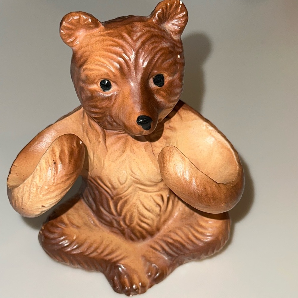 Vintage Ceramic Sitting Brown Bear Figurine Made in Japan